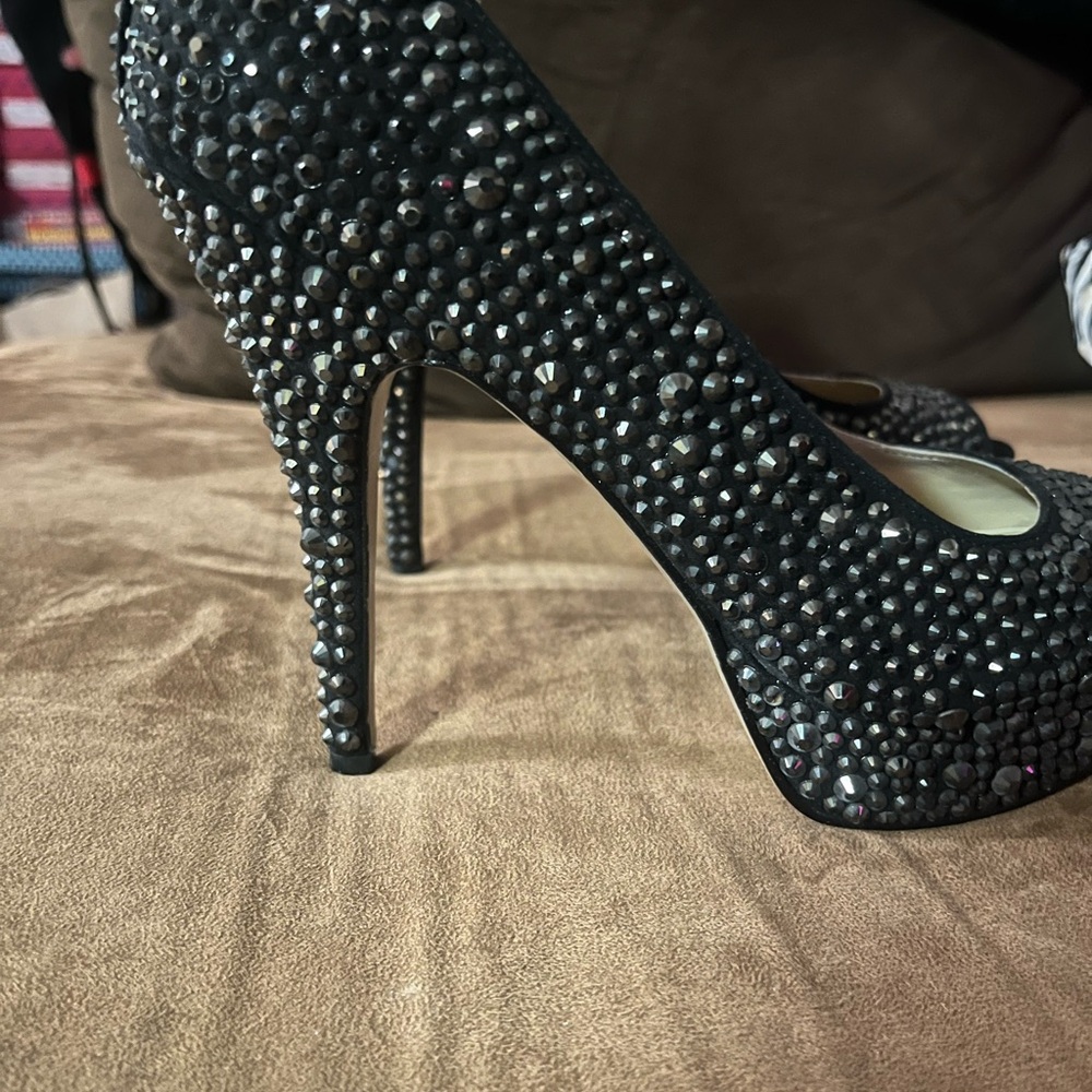Enzo Angiolini Black Sequin Heels - Picture 3 of 4
